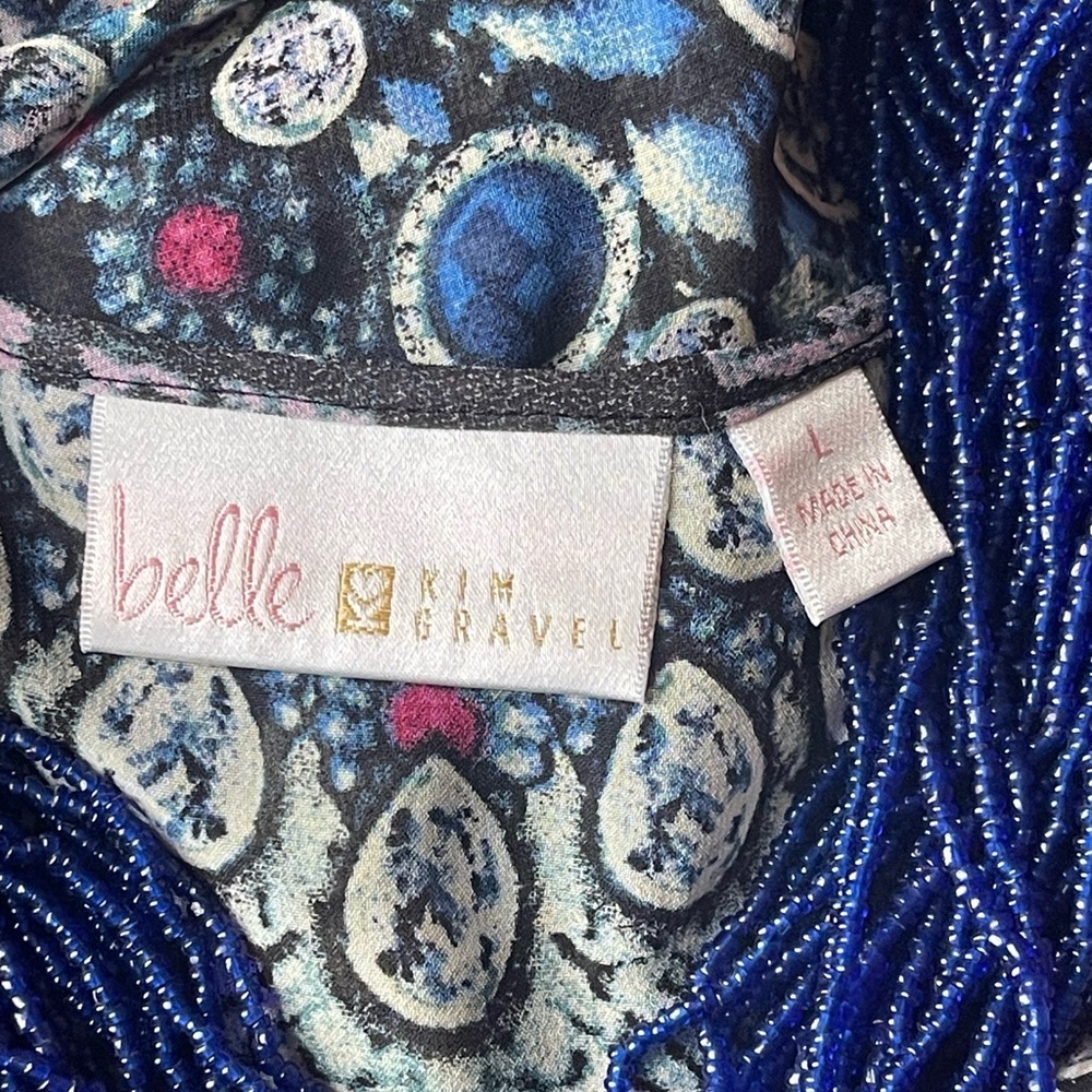 BELLE BY KIM GRAVEL JEWELED MEDALLION BOHEMIAN FAIRY-CORE PONCHO SZ LG - Picture 2 of 9